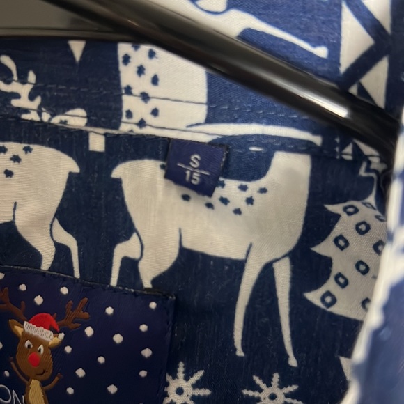 Simon Banks Christmas Holiday Long Sleeve Button Up Shirt - Picture 4 of 5